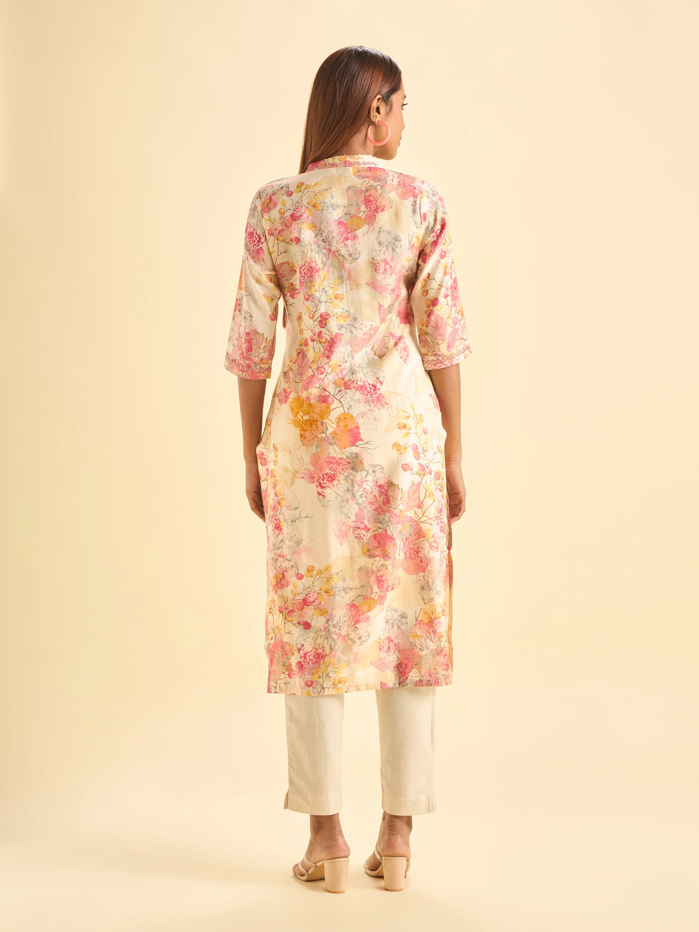 Multi Colour Modal Chanderi Printed Slitted Kurti With Sequins Embroidery - Image 6