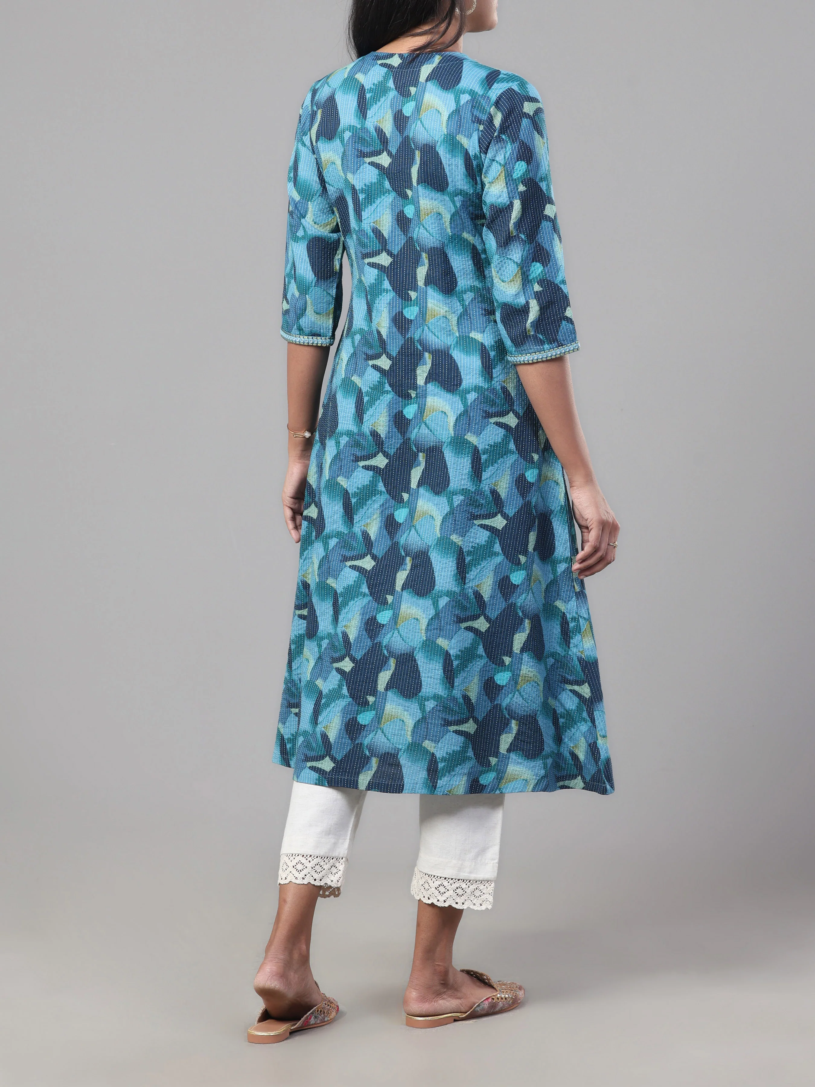 Multi Colour Pure Cotton Katha Printed Kurti - Image 5
