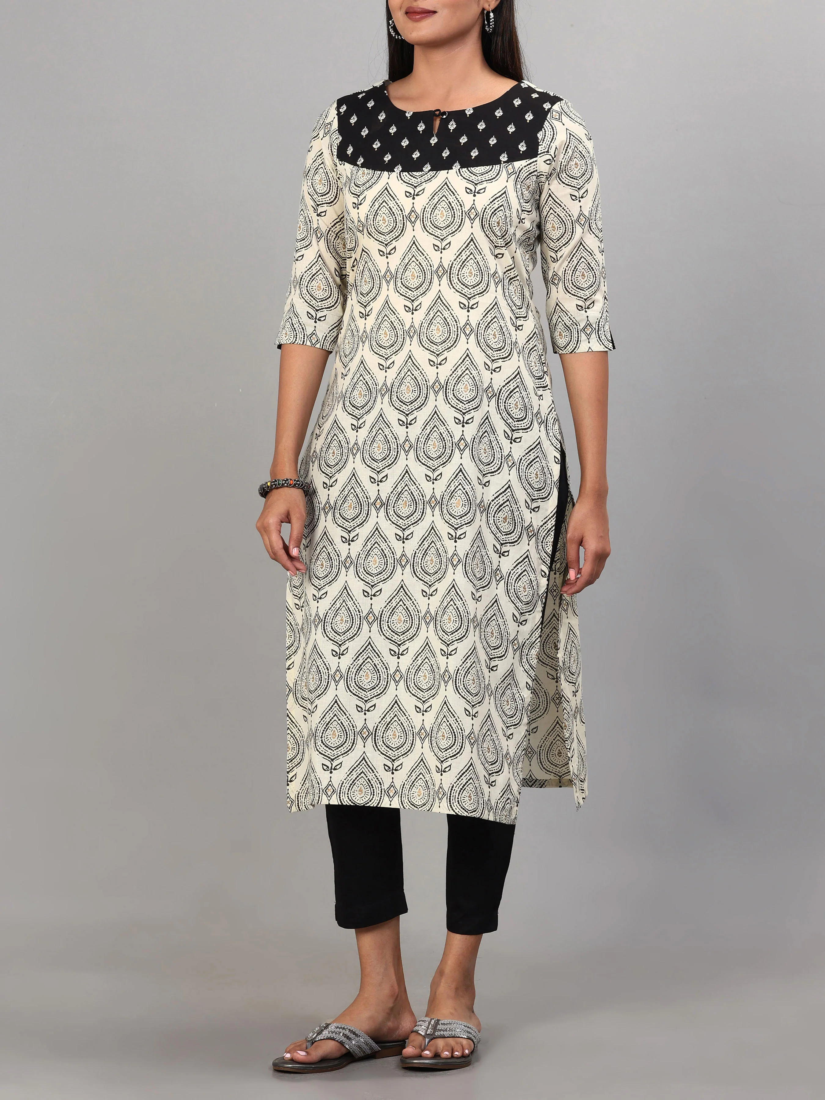 Multi Colour Pure Cotton Printed Kurti With Embroidery - Image 4