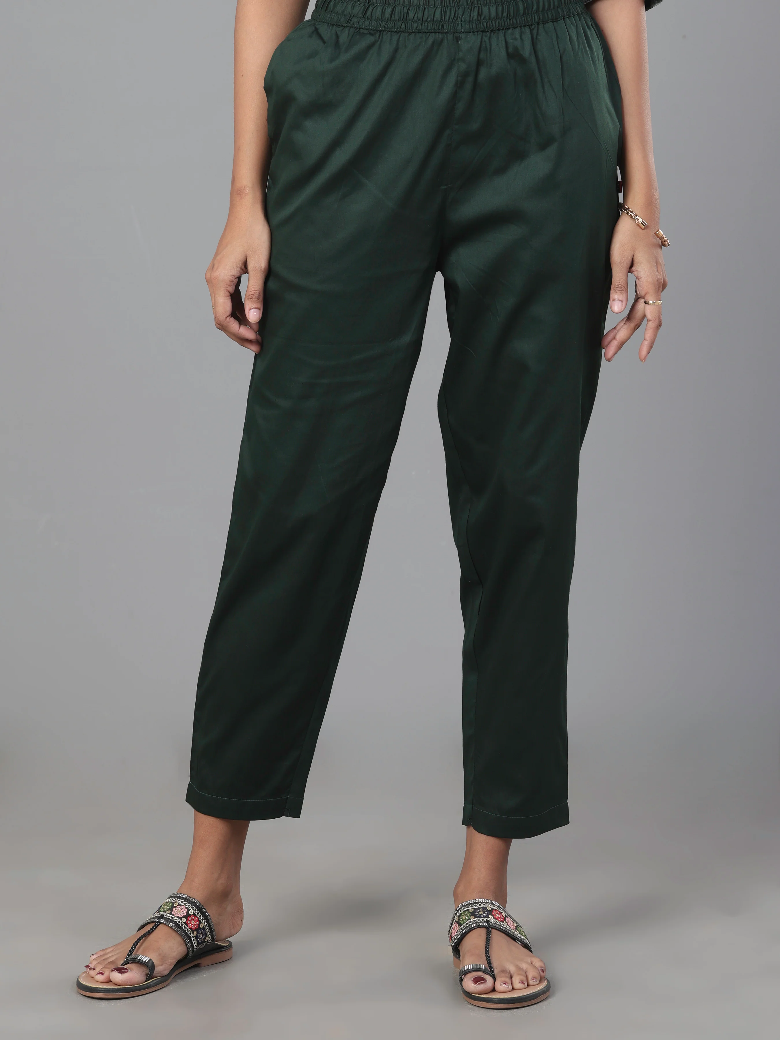 Sage Green Organza Satin Kurti With Embroidery And Matching Bottom - Image 6