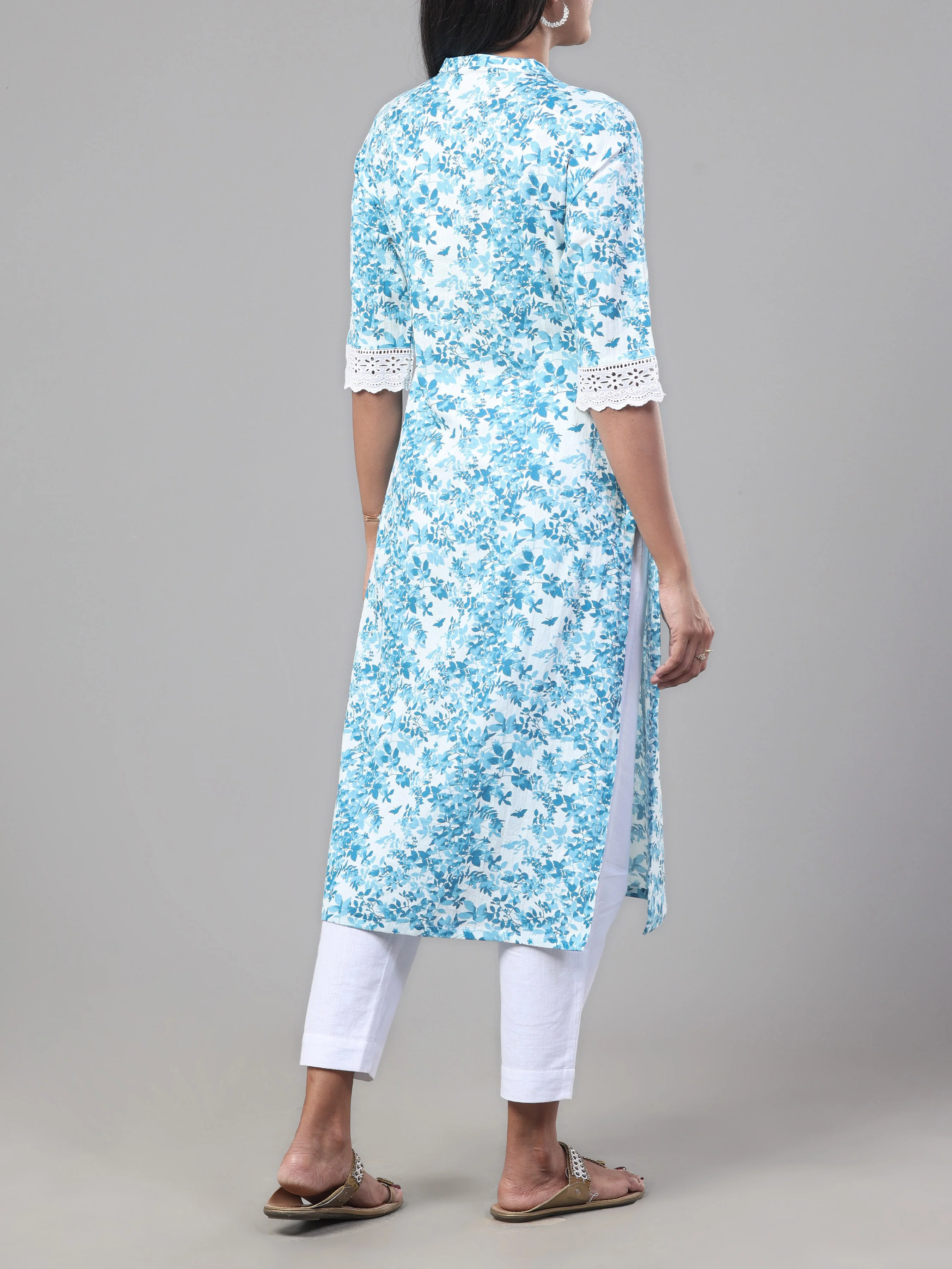 White Cotton Falx Printed Kurti - Image 5