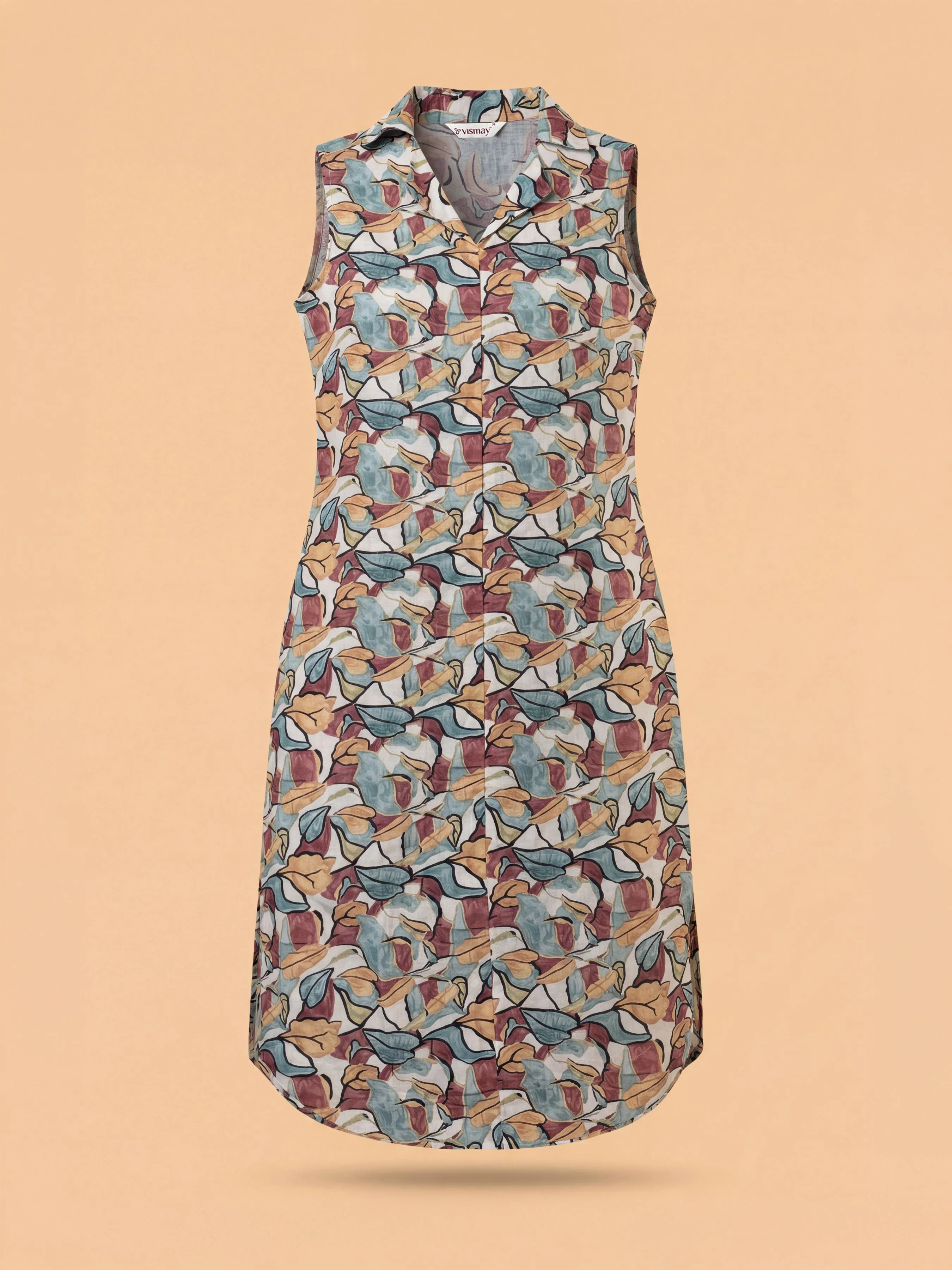 White Multi Colour Cotton Printed Kurti Set With Bottom - Image 7